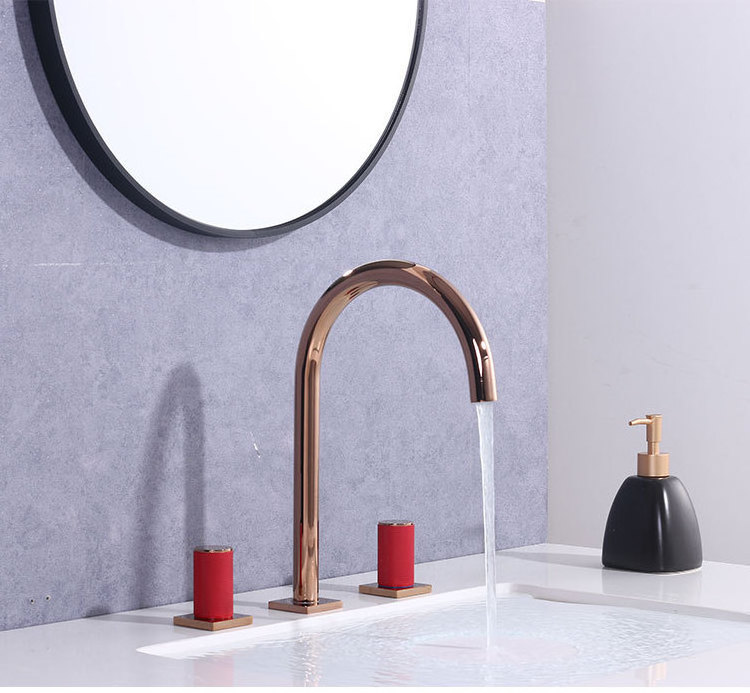 The latest brass double handle modern bathroom faucet bathroom basin type mixed valve faucet