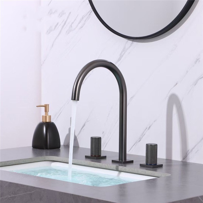 The latest brass double handle modern bathroom faucet bathroom basin type mixed valve faucet