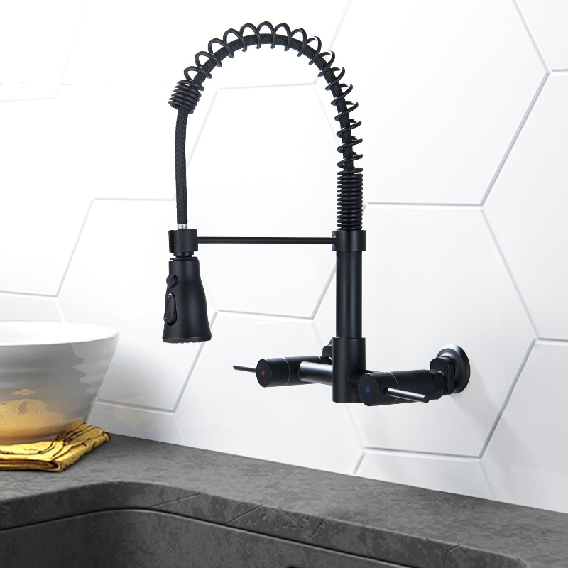 The latest universal wall mounted pull-out kitchen faucet sink with pull down sprayer faucet