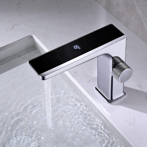 New digital display brass knurled handle basin cold and hot faucet basin tap bathroom mixer faucet