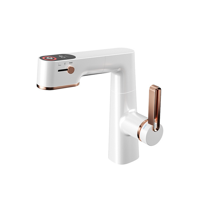 White basin tap pull-out hot and cold faucet multifunctional water outlet bathroom faucet brass