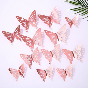 12 Pcs 3D Hollow Colorful Butterfly Series Wall Stickers for Party & Holiday Supplies Party Wall Decorations Stick