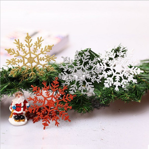 3pcs Snowflakes Christmas 10cm Plastic Glitter Snow Flake Ornaments xmas Tree Pendant Christmas Decorations for Home