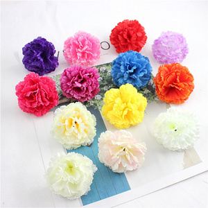 Wholesale Artificial Carnation Flower Heads Silk Flower Head Carnation for Wedding Decoration Opp Bag Silk Plastic