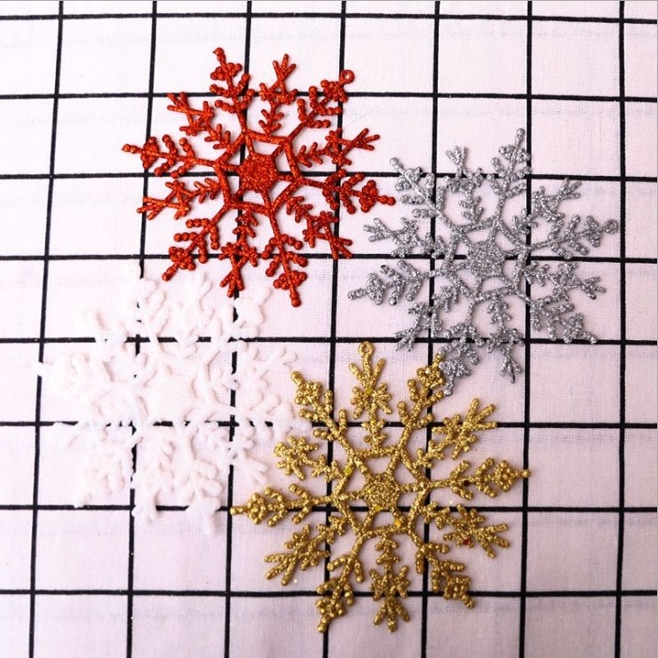 3pcs Snowflakes Christmas 10cm Plastic Glitter Snow Flake Ornaments xmas Tree Pendant Christmas Decorations for Home