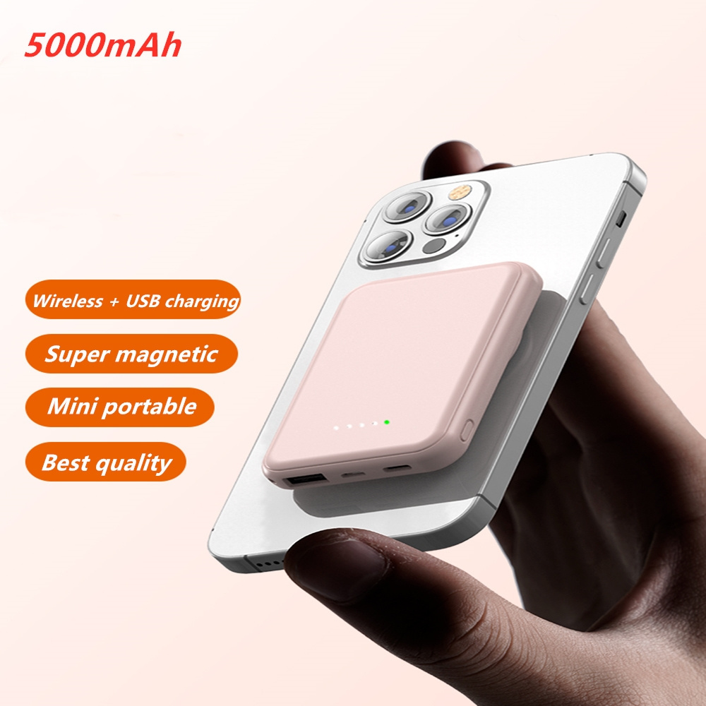 Slim 5000mah smart wireless powerbank battery charger mobile Mini power bank 5000mah case magnetic wireless power banks