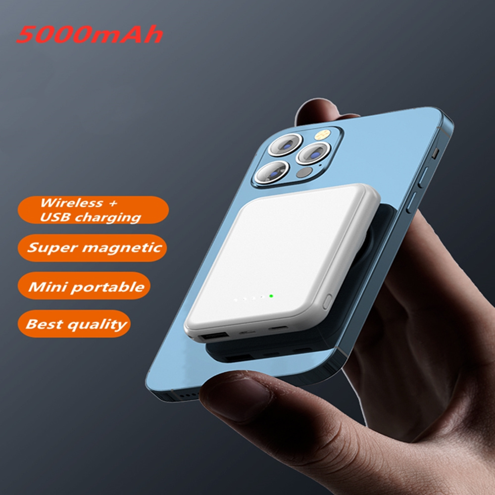 Slim 5000mah smart wireless powerbank battery charger mobile Mini power bank 5000mah case magnetic wireless power banks