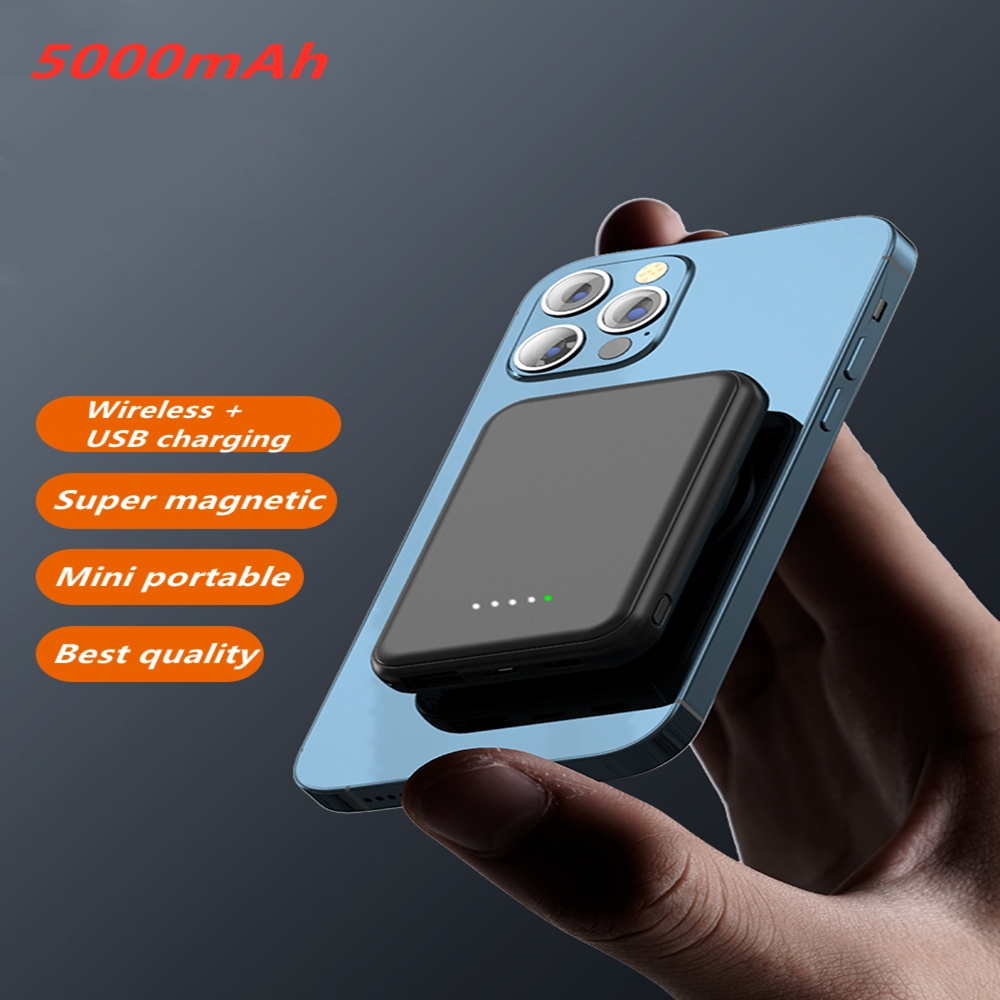 Slim 5000mah smart wireless powerbank battery charger mobile Mini power bank 5000mah case magnetic wireless power banks