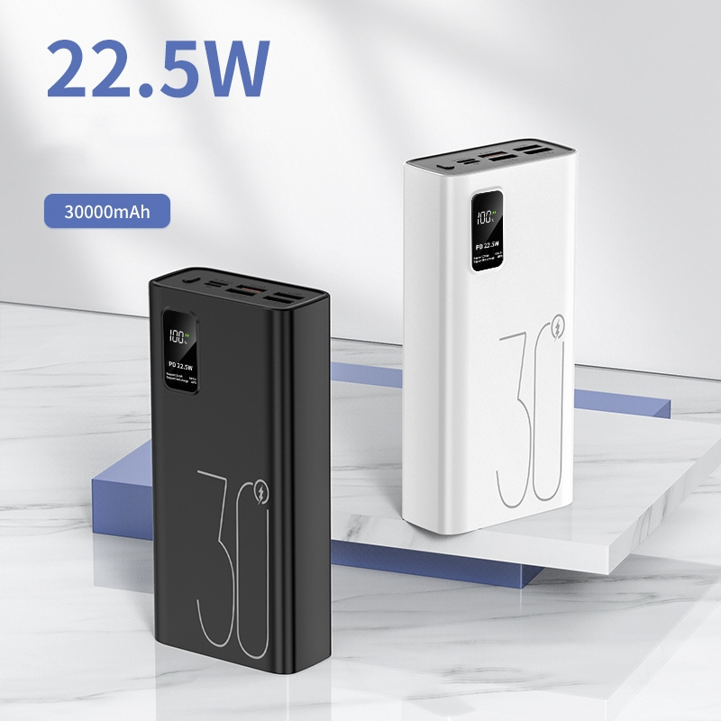 High Capacity 30000mah PowerBank With Digital Display Four USB Type C output 22.5W PD Power Bank 30000mAh Portable power station