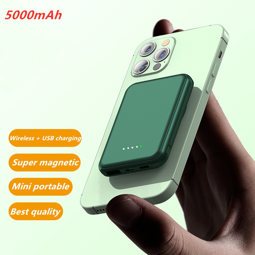 Slim 5000mah smart wireless powerbank battery charger mobile Mini power bank 5000mah case magnetic wireless power banks