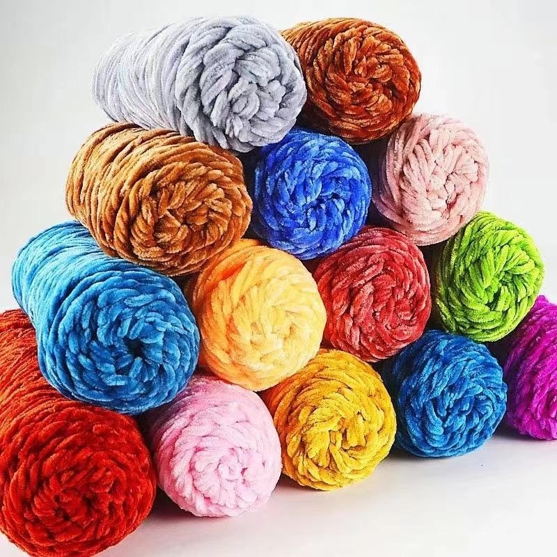 Soft and environmentally friendly baby Blanket  DIY Chenille Yarn  3MM Chunky Yarn Chenille for Crochet Knitting and Crafting