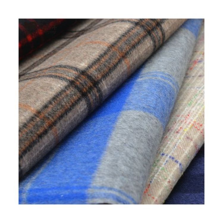 Good Price High Quality Solid Color Smooth Long Hair Double Faced Plaid Cashmere  Wool Fabric