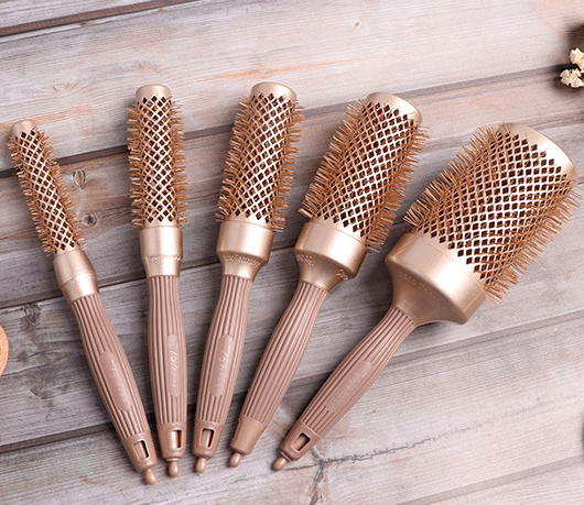 Hairdressing Shape Nano Ceramic Anti-static Barber Aluminum Tube Roller Comb Air Bangs Comb Curl Cylinder Hair Curly Roller Comb