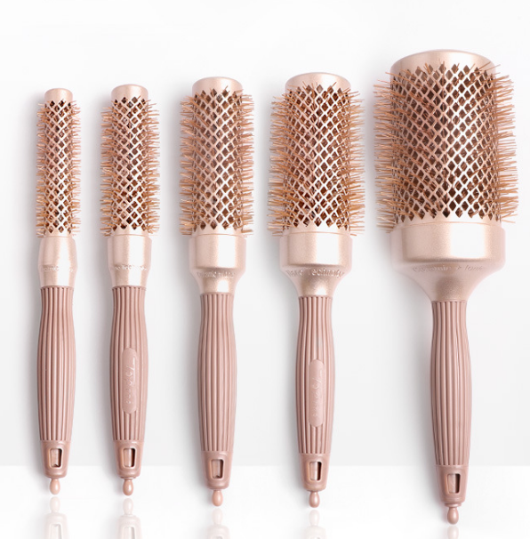 Hairdressing Shape Nano Ceramic Anti-static Barber Aluminum Tube Roller Comb Air Bangs Comb Curl Cylinder Hair Curly Roller Comb