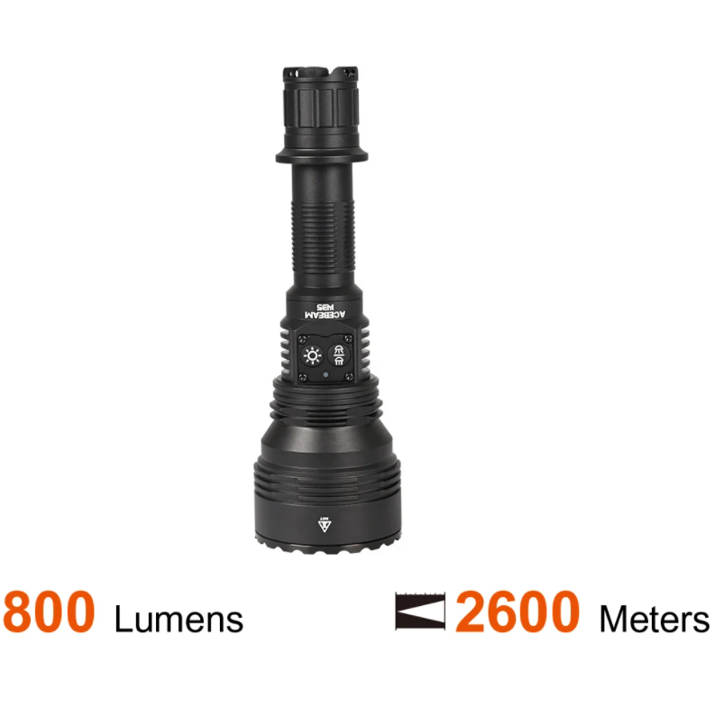 ACEBEAM W35 LC DEL Zoom LEP Flashlight with TYPE-C charge in tail switch brings max beam distance of 2600m 800 lumens brightness