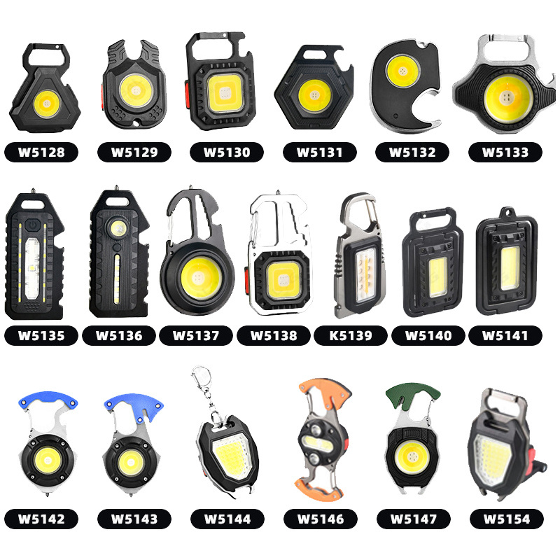 LED Small Flashlight Key Chain Light COB Multi-Function Mini Work Light 500 Lumen Rechargeable 6Lighting Modes,Cigarette Lighter