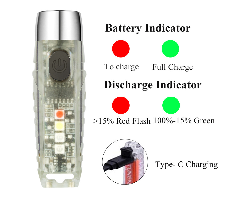 S12 rechargeable Keychain LED Flashlight worklight New Mini Pocket usb high quality 600 lumens torch with ST20 LED Warning lamp