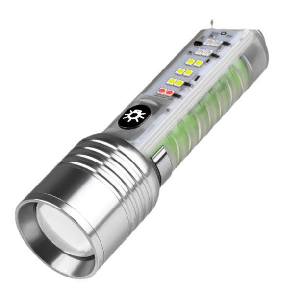 30W white laser LED zoom function highlight flashlight, built-in battery for USB charging,12LEDs with 8 gears