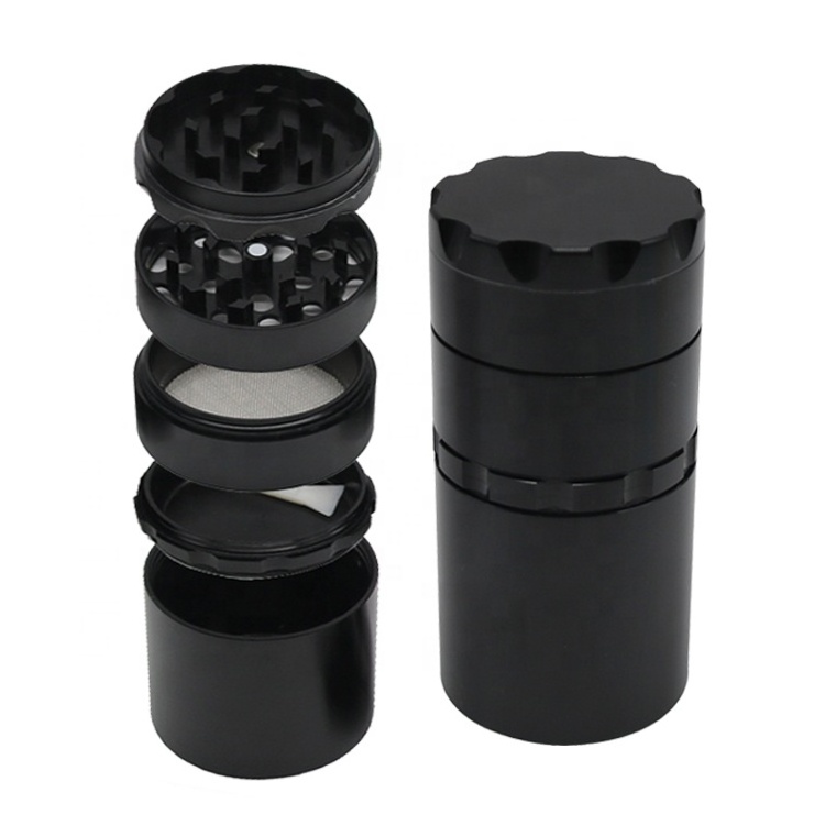 Smoke Shop Wholesale 50mm 5 Pieces 2 in 1 Aluminum Herb Grinder Stash Jar Manual Smoke Grinder Smell Proof Spice Container