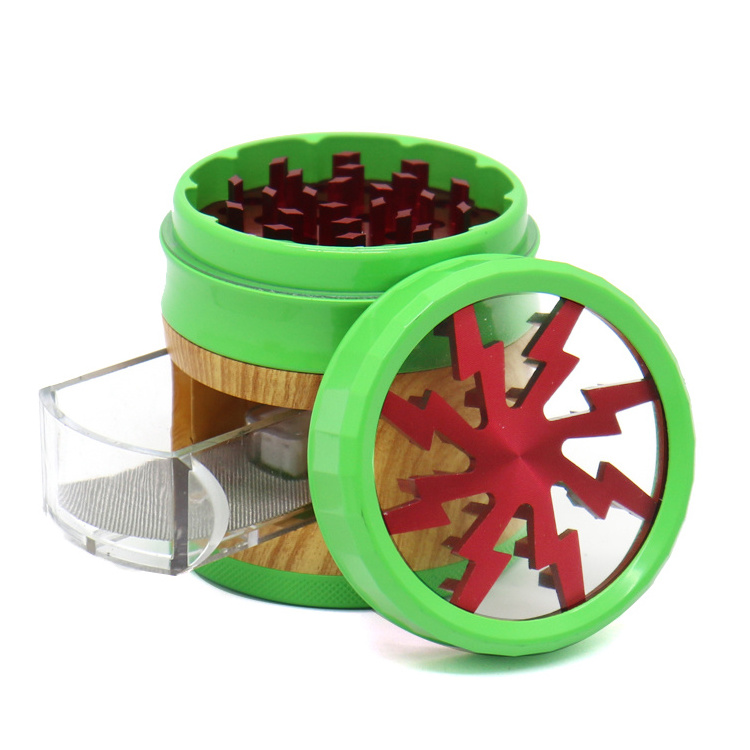 New Pretty Lady 63mm Aluminum Herb Grinder With Drawer Manual Metal Spice Grinder Machine Smoke Shop Wholesale