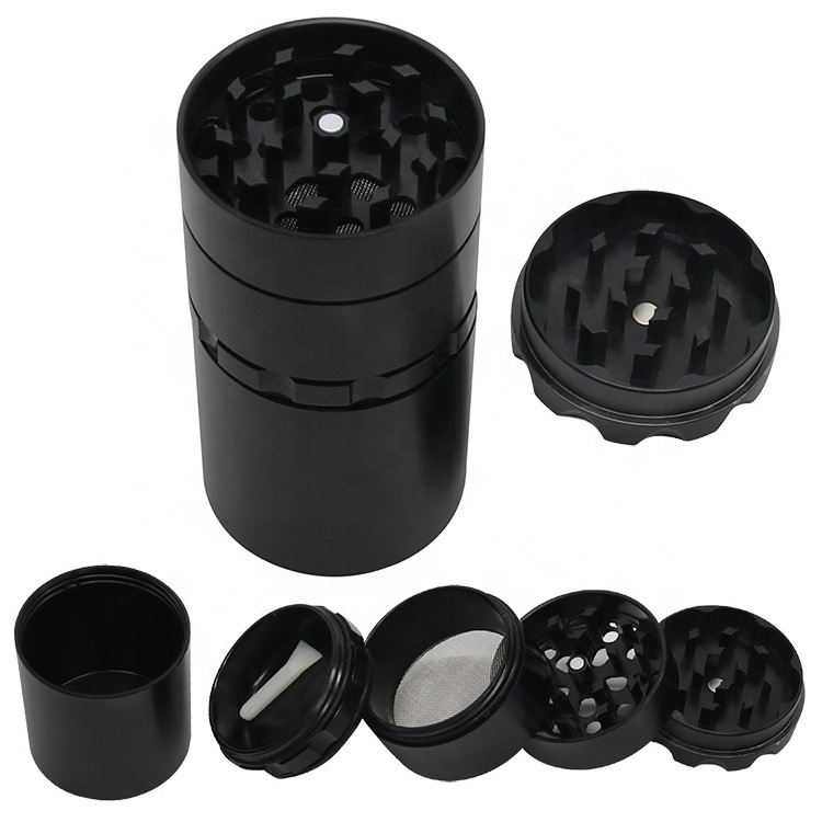 Smoke Shop Wholesale 50mm 5 Pieces 2 in 1 Aluminum Herb Grinder Stash Jar Manual Smoke Grinder Smell Proof Spice Container