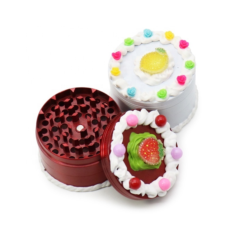 New Handmade Cute Cream Cake Shape 2.5 Inch Metal Grinder Pink Zinc Alloy Dessert Herb  Crusher Grinder Smoking Accessories