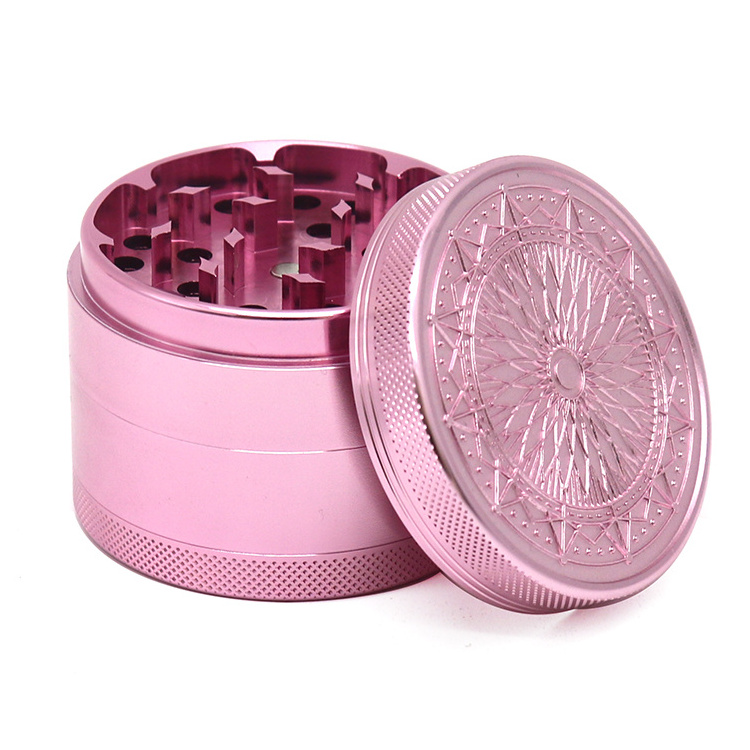 2023 New Pretty Pink 63mm Aluminum Herb Grinder Custom Logo Metal Manual Spice Grinder Smoking Accessories