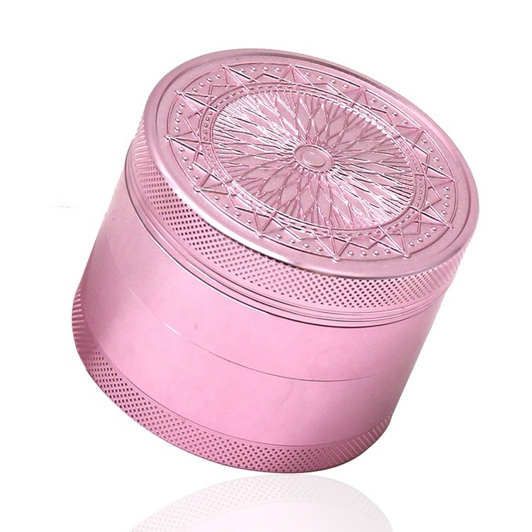 2023 New Pretty Pink 63mm Aluminum Herb Grinder Custom Logo Metal Manual Spice Grinder Smoking Accessories