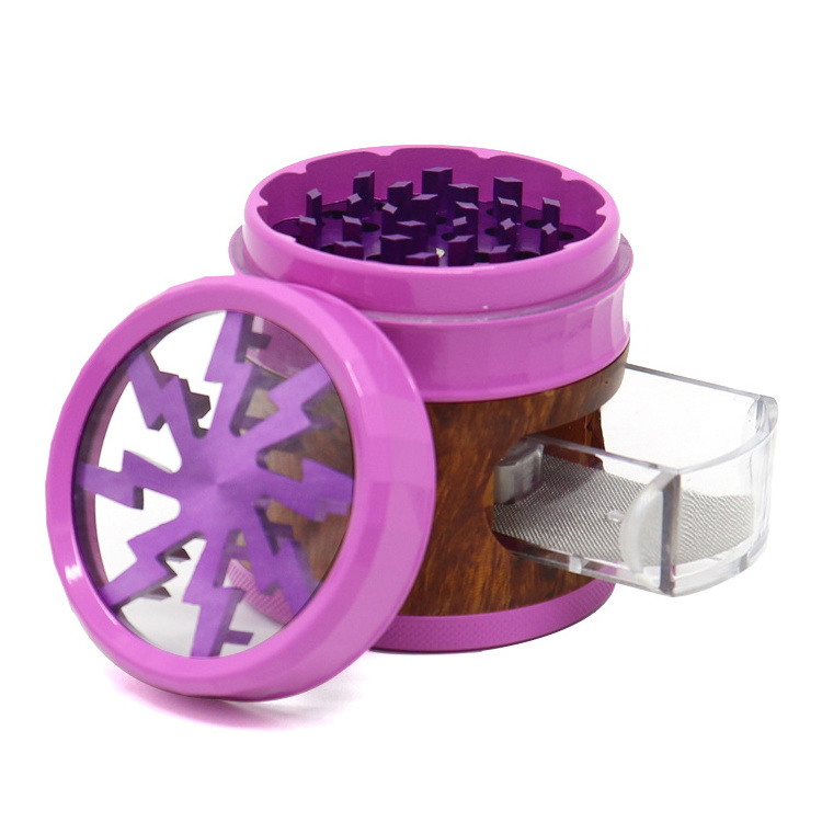 New Pretty Lady 63mm Aluminum Herb Grinder With Drawer Manual Metal Spice Grinder Machine Smoke Shop Wholesale