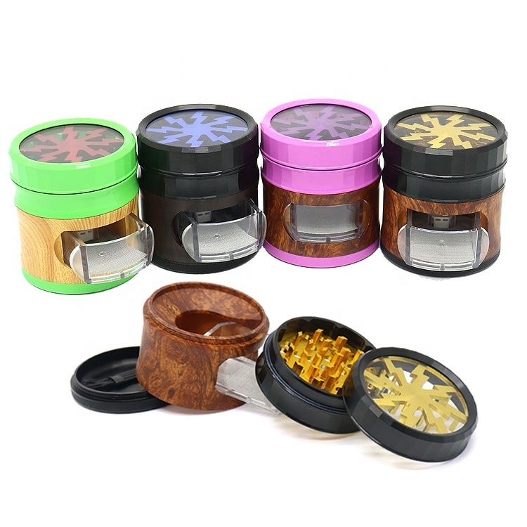 New Pretty Lady 63mm Aluminum Herb Grinder With Drawer Manual Metal Spice Grinder Machine Smoke Shop Wholesale