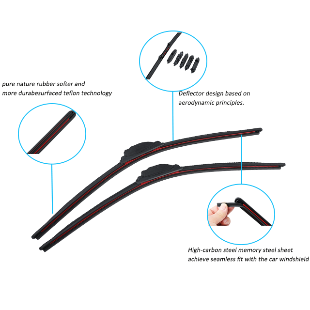 Multi-Function 22 Inches Windshield Wiper Blades with Red Edge Rain X Glass Water Repellant for Skoda Universal Fit Models