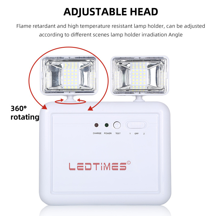 Energy Saving Adjustable Dual Heads Indoor Corridor 0 0.2w Portable Rechargeable Led Emergency Light