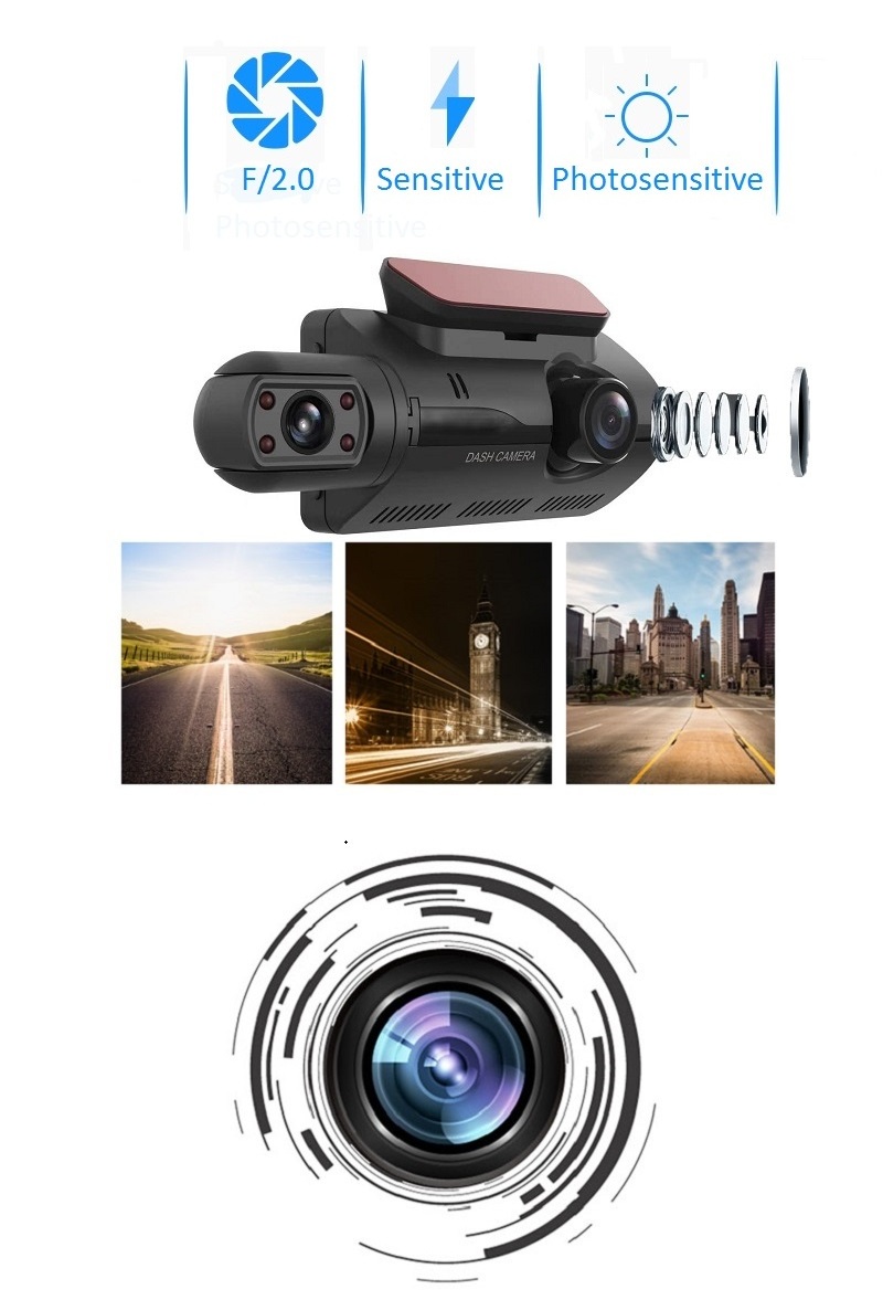 FHD Car DVR Camera Dash Cam Dual Record Hidden Video Recorder Dash Camera 1440P Night Vision Parking Monitoring G-sensor DashCam