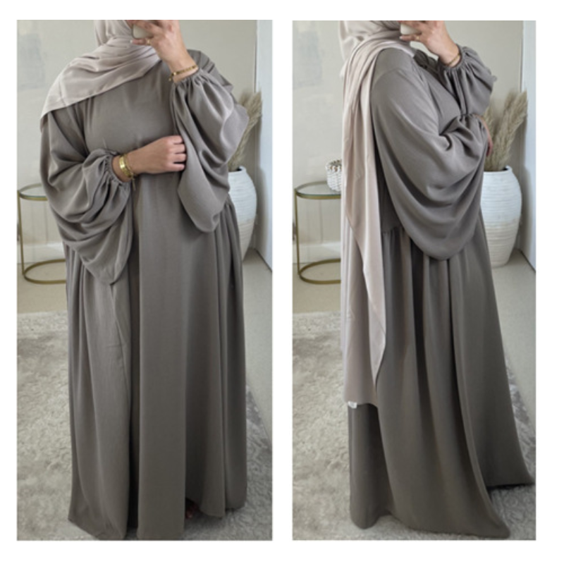 Wholesale High Quality Dubai Solid Color Modest Abaya Plus Size Muslim Women Dress Kaftan Long Sleeve Jazz Crepe Casual Abaya