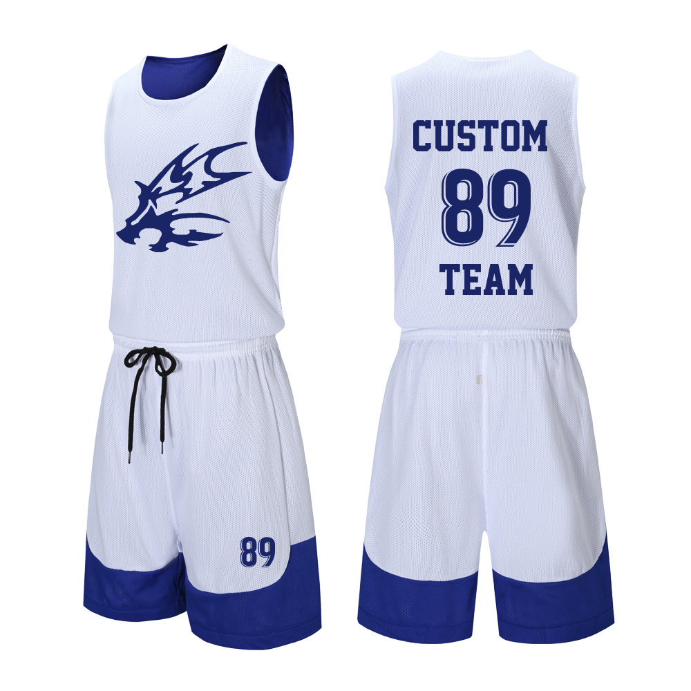 summer personalized male reversible basketball uniform set basketball jersey men