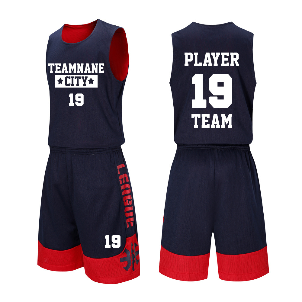 summer personalized male reversible basketball uniform set basketball jersey men