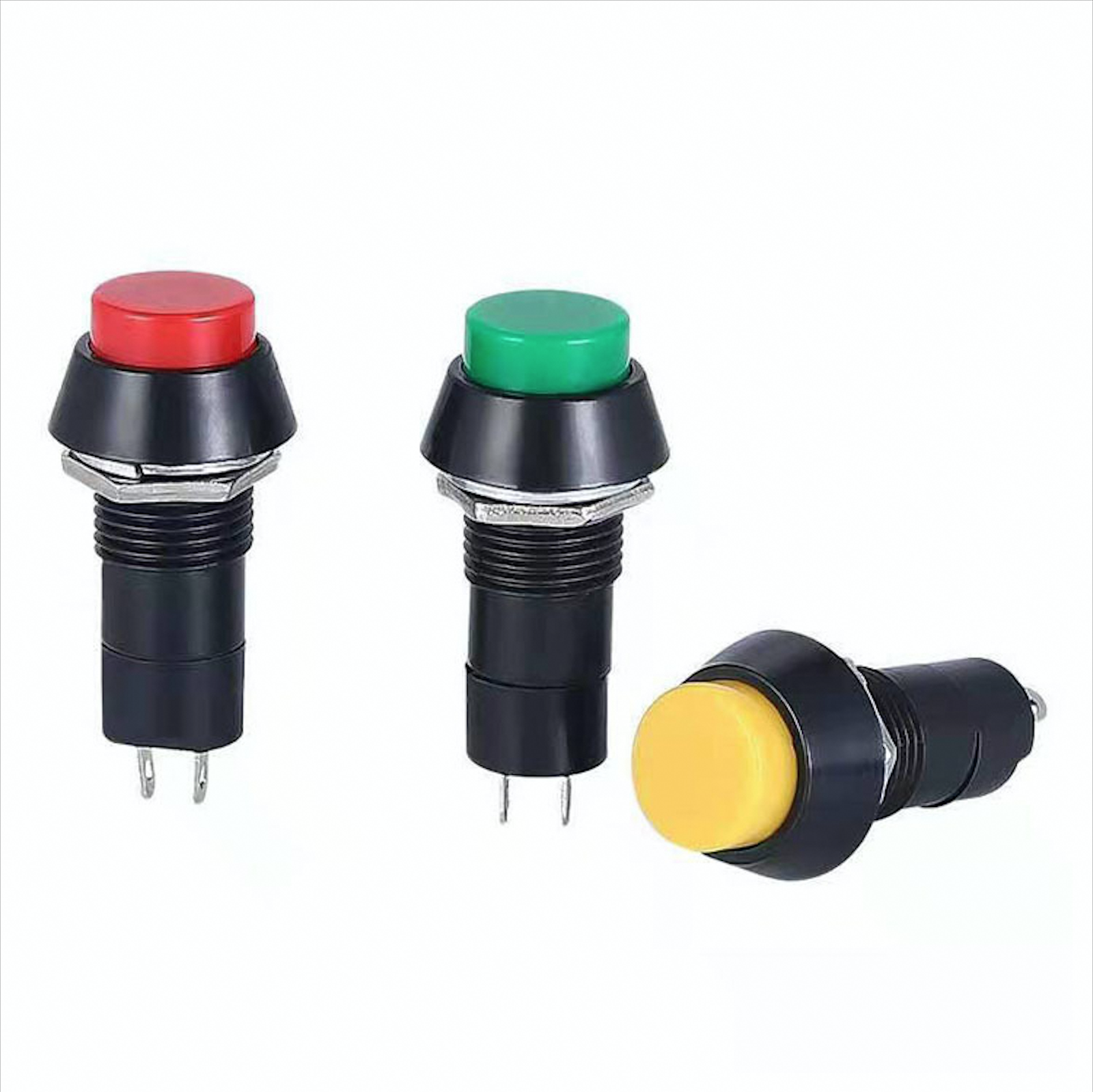 Non-illuminated 16mm momentary On-Reset plastic push button switch with round button 3A 250VAC