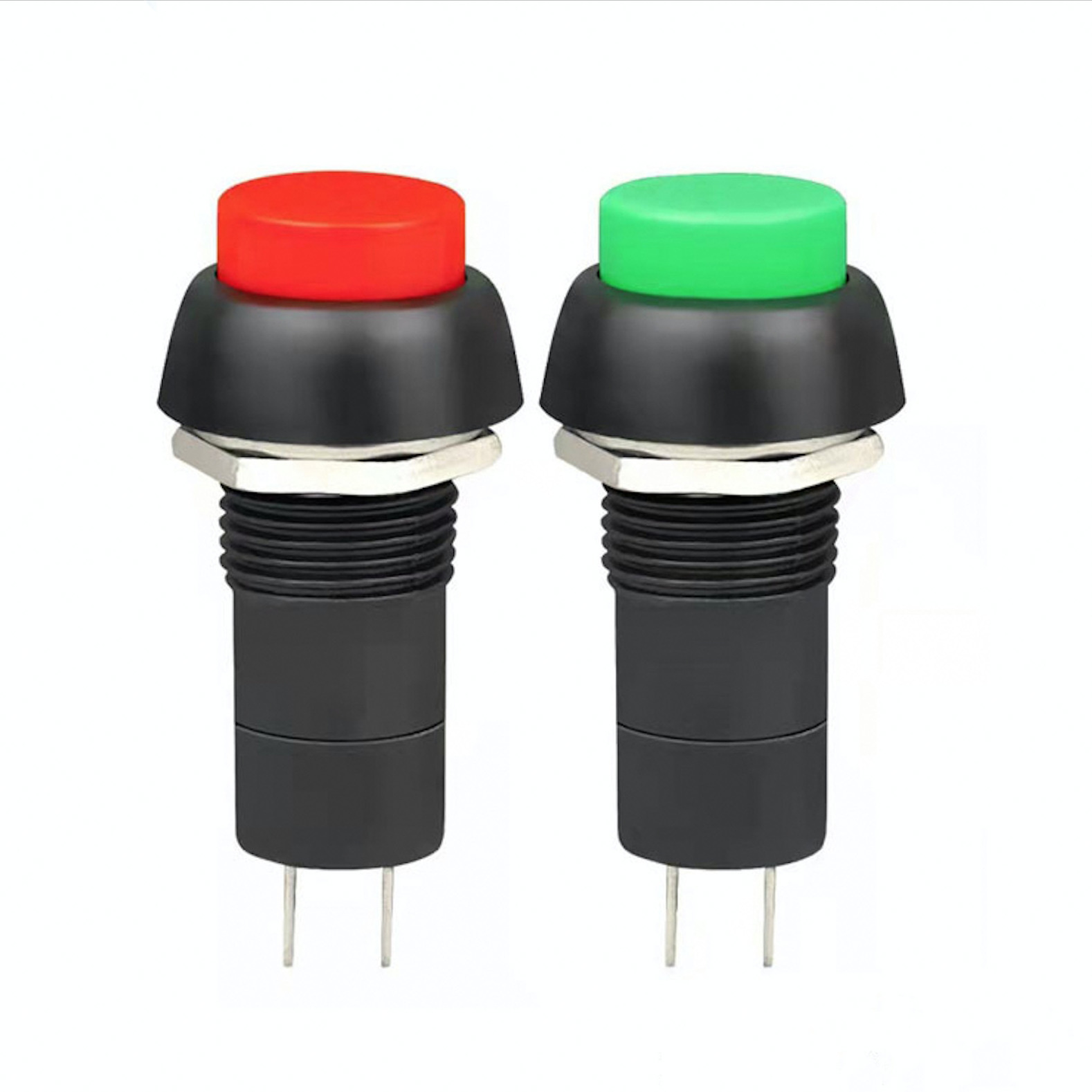 Non-illuminated 16mm momentary On-Reset plastic push button switch with round button 3A 250VAC