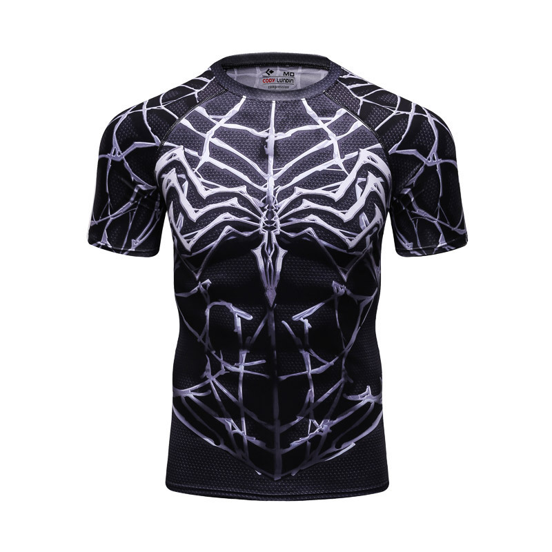 Digital printing spiderman fitness compression men's t-shirts custom your own t shirts for free design logo graphic