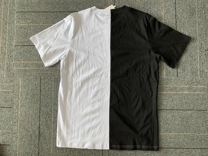 Custom Colors Men Split Two Tone Color Block Half Black Half White T Shirt With Custom Logo