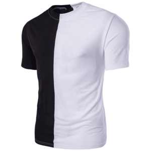 Custom Colors Men Split Two Tone Color Block Half Black Half White T Shirt With Custom Logo