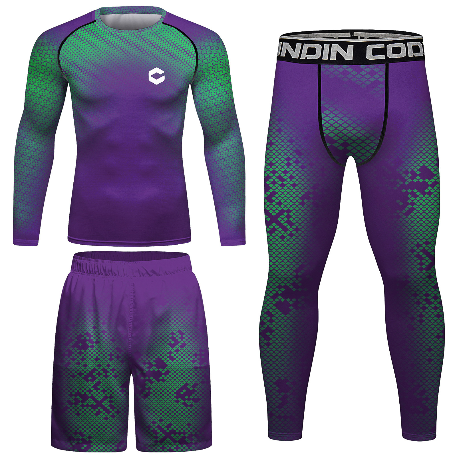 CODY LUNDIN High Slits Stretch Compression Men Shorts Set Custom Design Your Own MMA Shirts Men's Workout Rash Guard Clothing