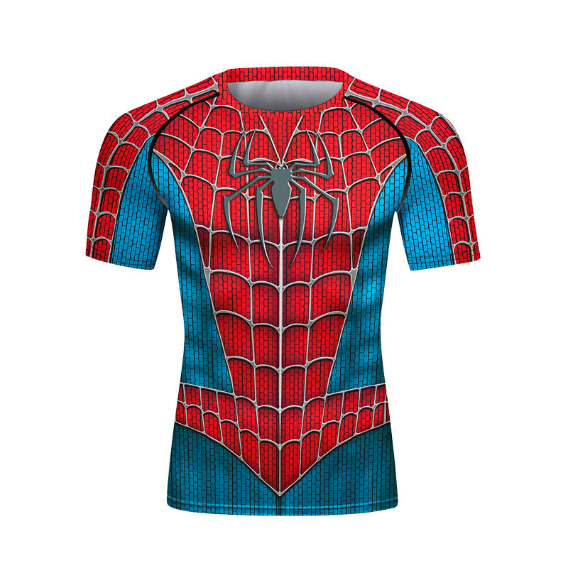 Digital printing spiderman fitness compression men's t-shirts custom your own t shirts for free design logo graphic