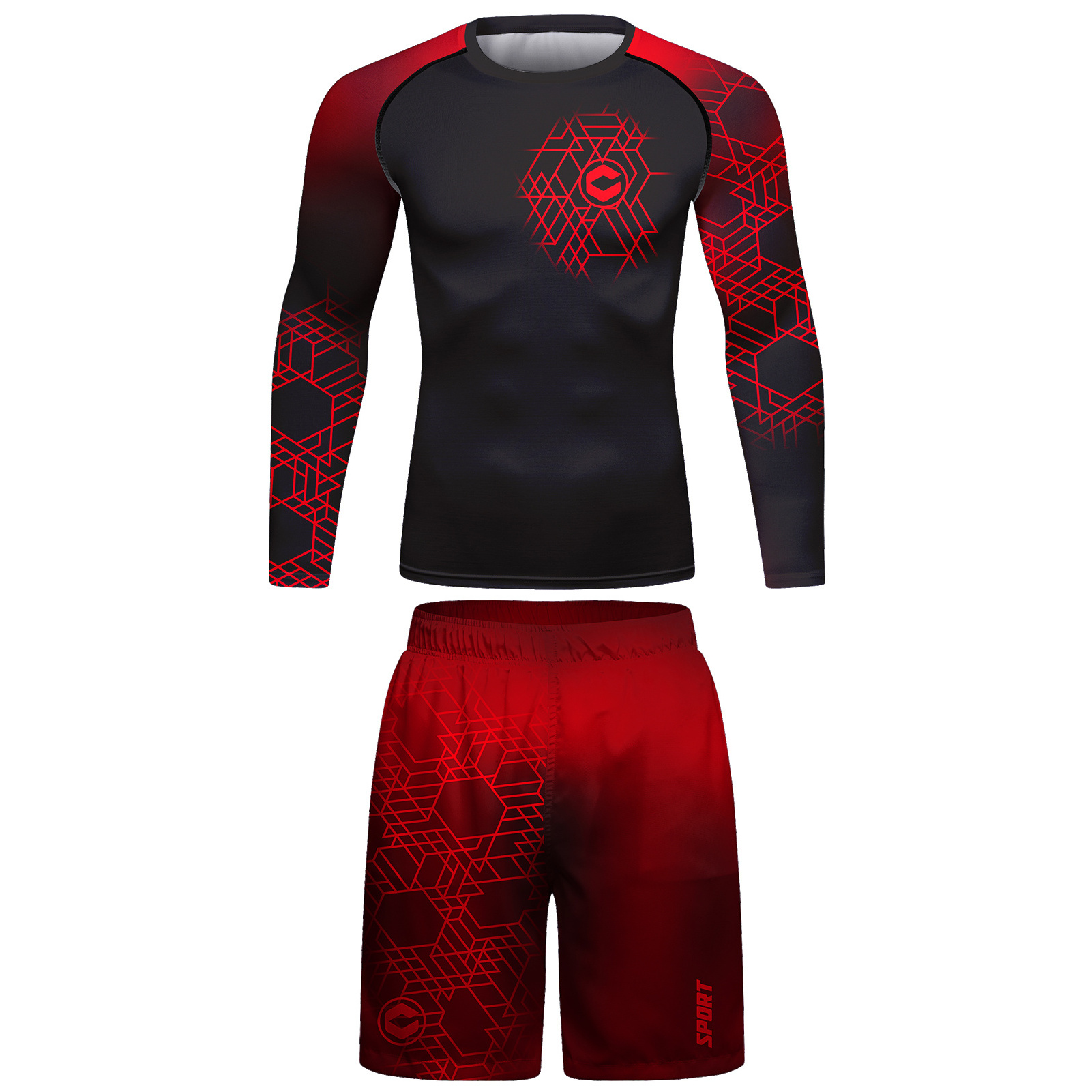 CODY LUNDIN 4 Pieces compression mma rashguard,oem high slits mma shorts,custom sublimated printed mens rash guard