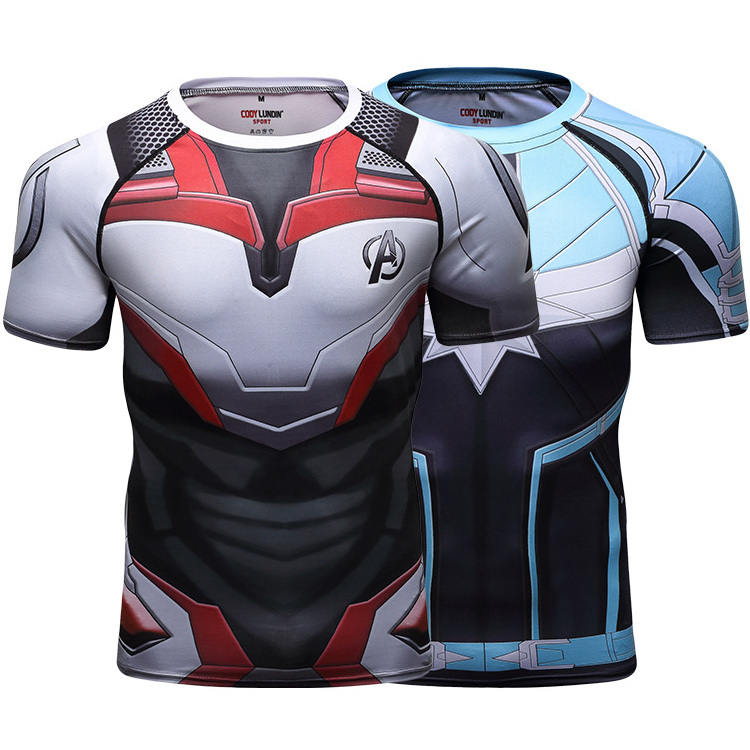 Spider-Man Rash Guard Sublimation Super Hero Costumes Mens Workout Clothes for Adults