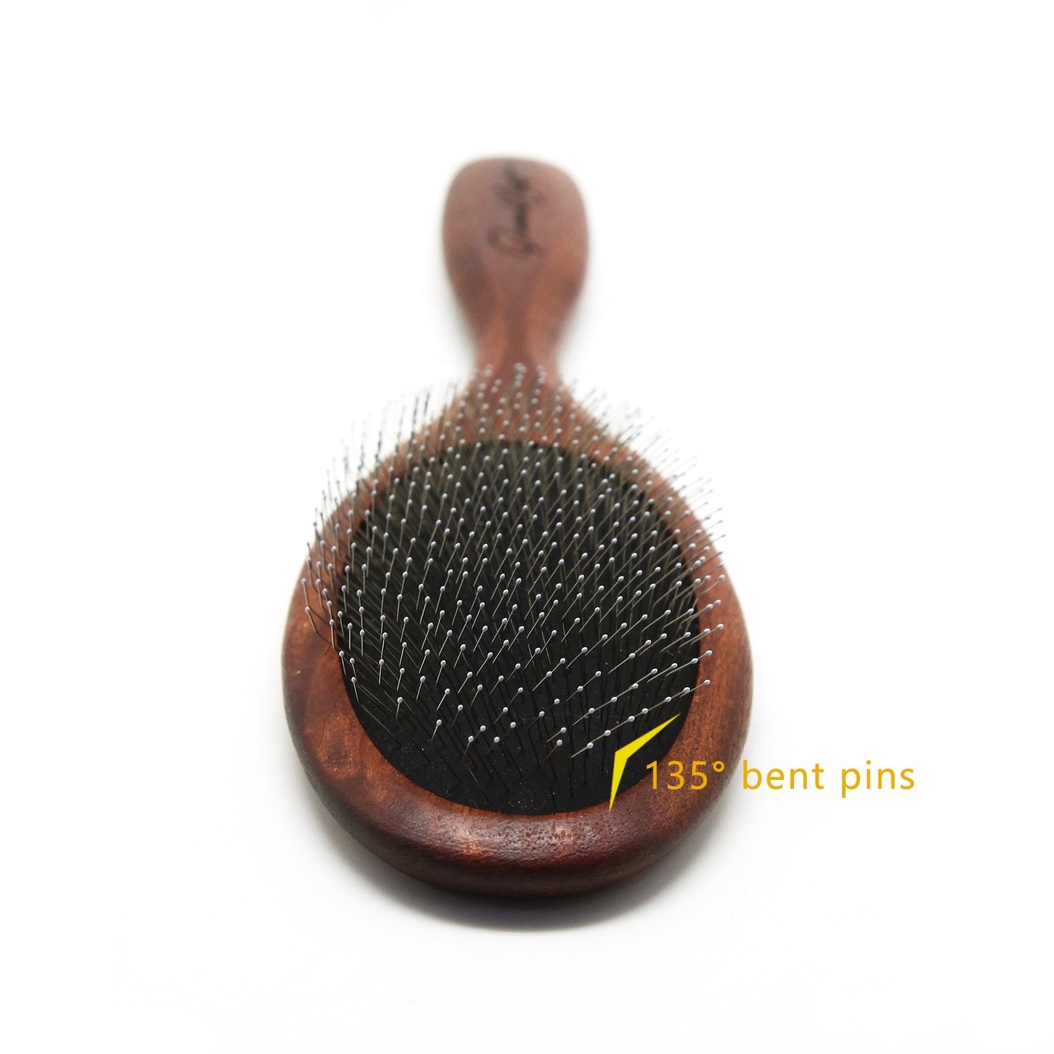 Baoli OEM Wooden Handle Pet Slicker Brush With Silicone Dots Massaging Cat Dog Skin Grooming Slicker brush Pet Pin Brush