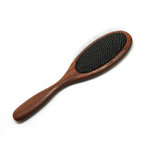 Baoli OEM Wooden Handle Pet Slicker Brush With Silicone Dots Massaging Cat Dog Skin Grooming Slicker brush Pet Pin Brush