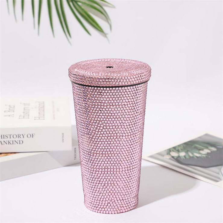 17oz 25oz Glitter Rhinestone Bling Rhinestone Diamond Tumbler Glitter Water Bottle with Lid Stainless Steel Vacuum Thermal Straw