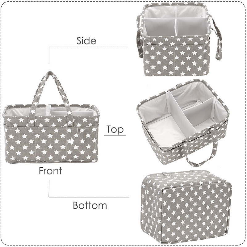 Portable Foldable Baby Diaper Caddy Organizer Bag Nursery Car Organizer Tote Bag With Divider