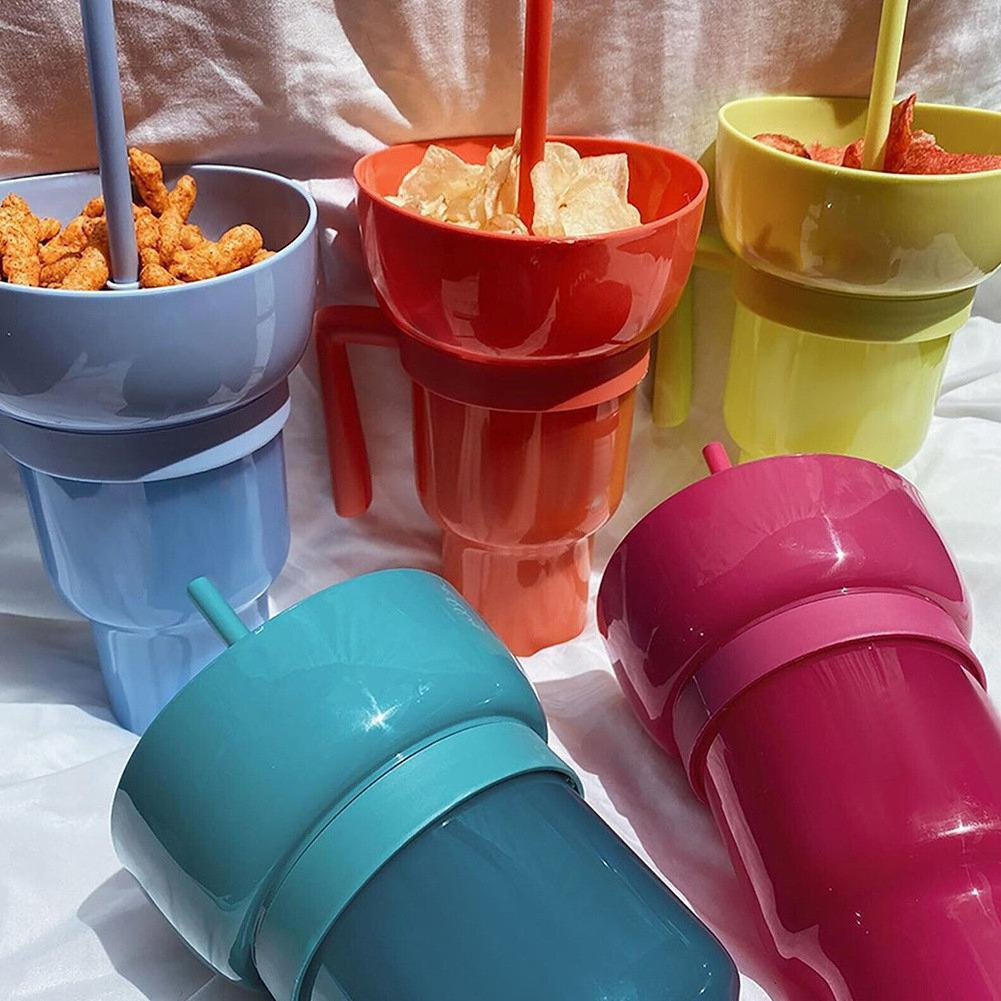 2024 Most Popular Colorful Removable Custom Logo Stadium Tumbler 2 In 1 Snack And Drink Cup stadium cups